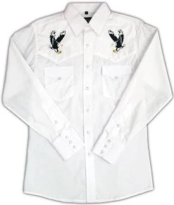 White Horse Mens Embroidered Eagle L/S Western Shirt
