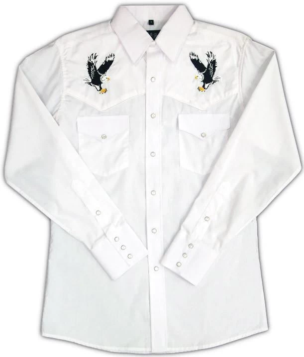 White Horse Mens Embroidered Eagle L/S Western Shirt
