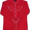 White Horse Men's Retro Red L/S Shirt - Big Sizes
