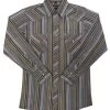White Horse Mens Stripe Lurex L/S Western Shirt