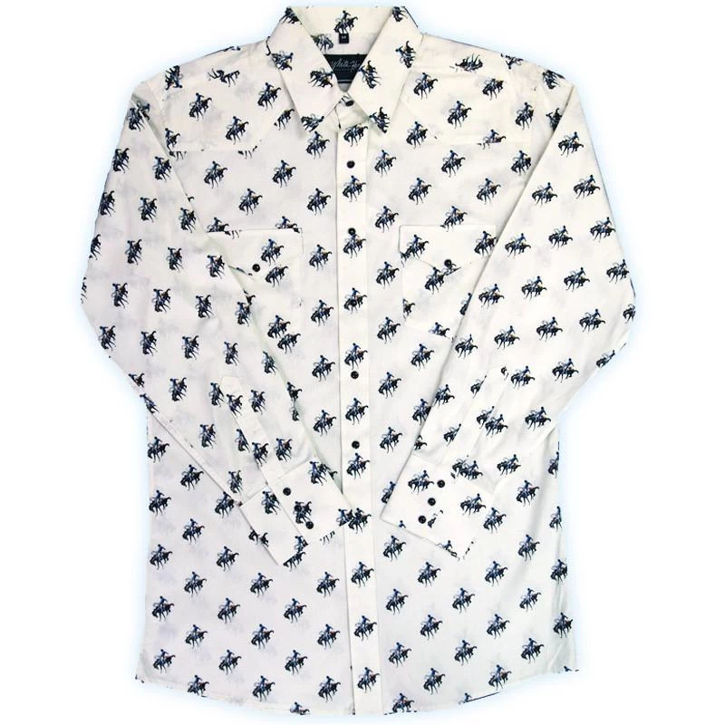 White Horse Mens Bronc Print Western Shirt