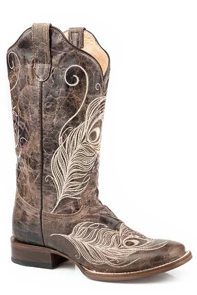 Roper Women's Square Toe Feather Embroidery