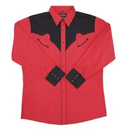 White Horse Men's Red/Black Yoke & Cuffs Shirt