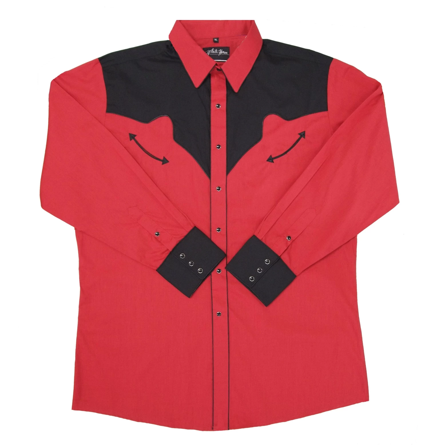 White Horse Men's Red/Black Yoke & Cuffs Shirt