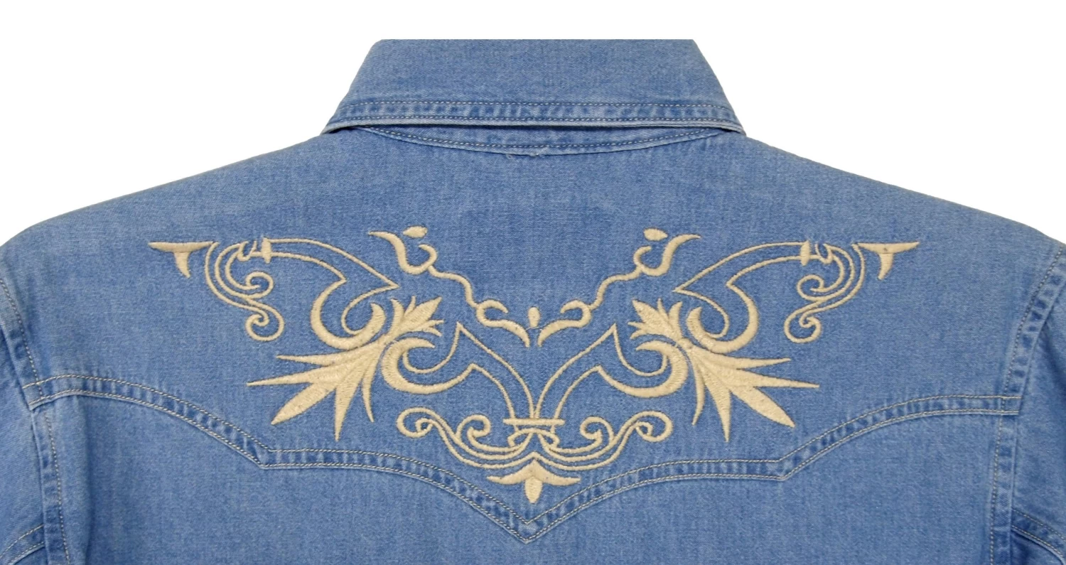 White Horse Ranch Mens Denim Embroidery Shirt - Image 2