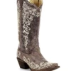 Corral Boots Dist Brown Bone Embroidery Western Boots