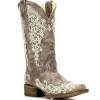 Corral Boots Ladies Brown Crater Bone Embroidered Boots