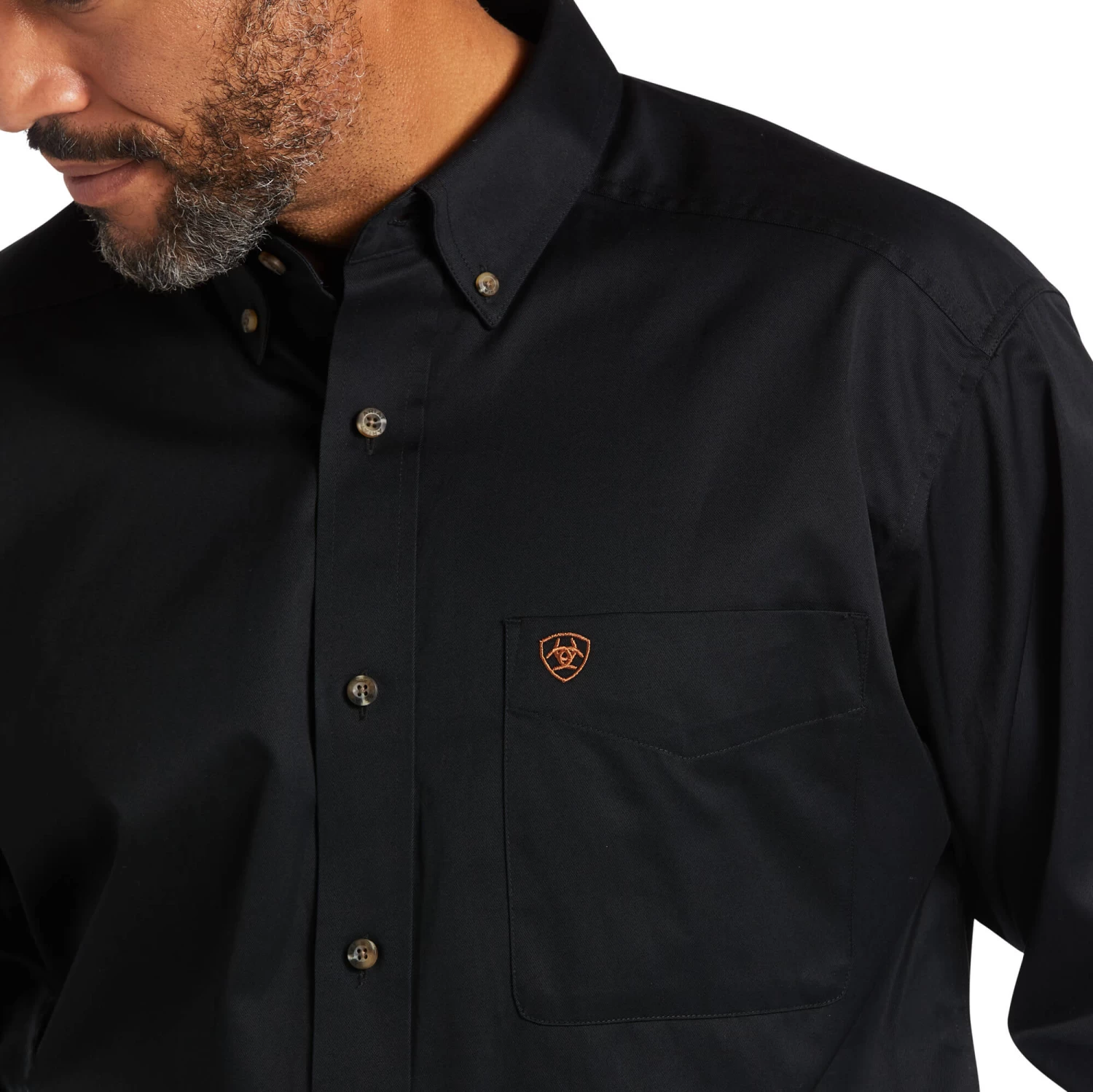 Ariat Men's Solid Twill Classic Fit Shirt - Black - Image 3