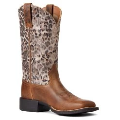 Ariat Women's Round Up Leopard Print Western Boot