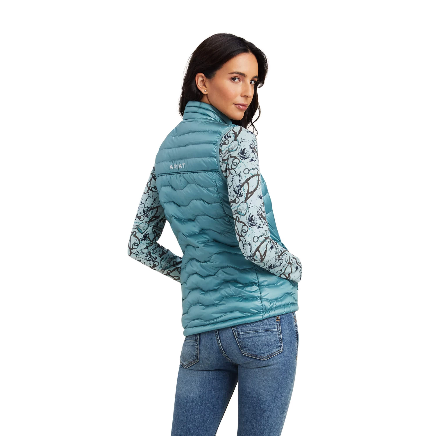 Ariat Women's Ideal Down Vest - Artic Blue - Image 2