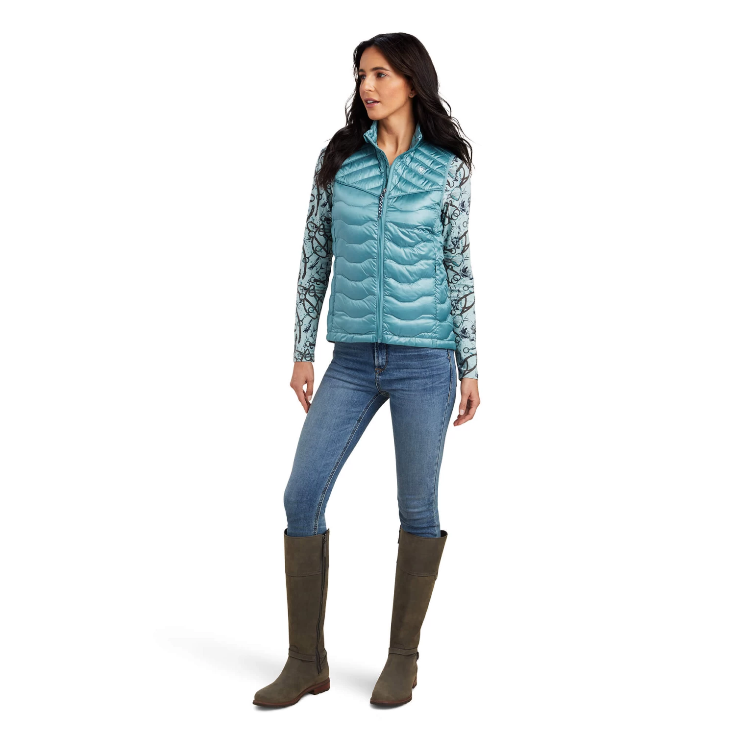 Ariat Women's Ideal Down Vest - Artic Blue - Image 3