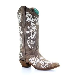 Corral Boots Corral Women's Brown/White Embroidery Western Boot