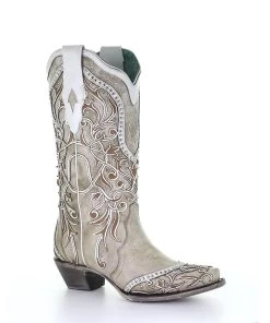 Corral Boots Corral Women's White Overlay Studded Western Boot