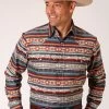 Roper Men's Sandstone Aztec Print Shirt