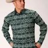 Roper Men's Slate Aztec Print Shirt