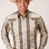 Roper Men's Desert Stripe Aztec Print Shirt