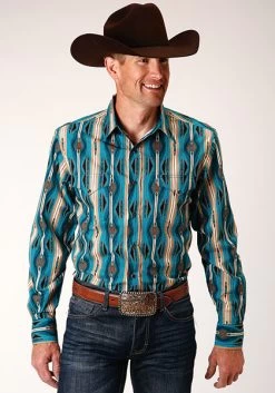 Roper Men's Aztec Stripe Print Shirt