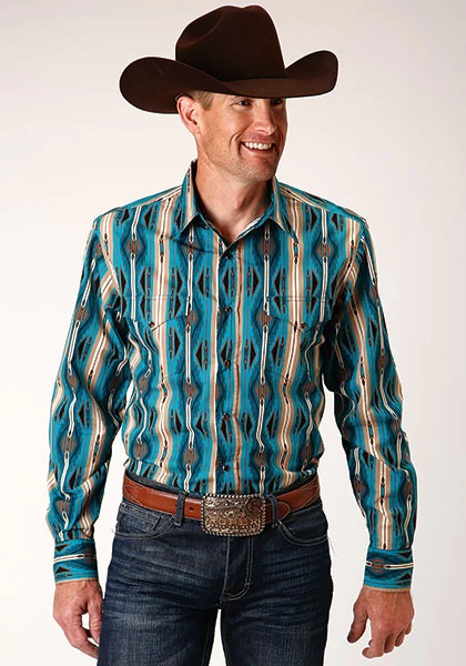 Roper Men's Aztec Stripe Print Shirt