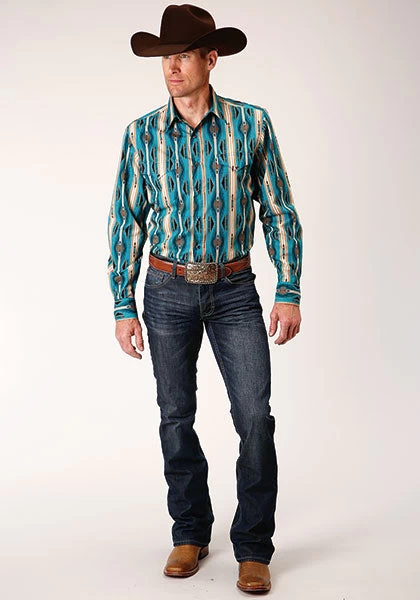Roper Men's Aztec Stripe Print Shirt - Image 3