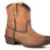 Roper Women's Tan Burnished Snip Toe Shorty Boot