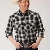 Roper Men's Black Plaid Western Shirt