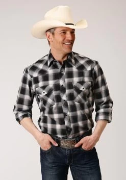 Roper Men's Black Plaid Western Shirt
