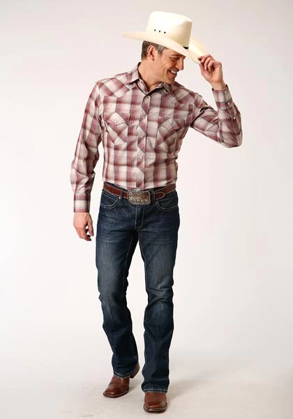 Roper Men's Brown Plaid Western Shirt - Image 2