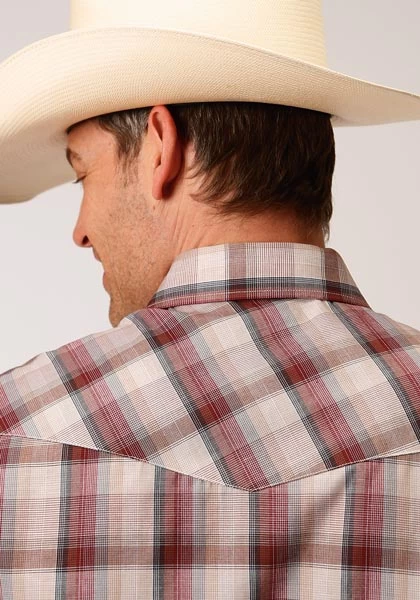 Roper Men's Brown Plaid Western Shirt - Image 3