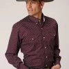 Roper Men's Wine Star Geo Shirt