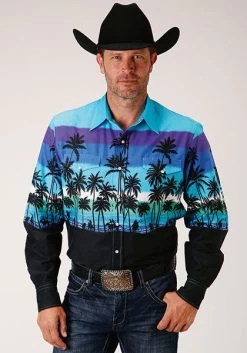 Roper Men's Beach Roundup Border Shirt