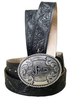 Men's Leather Trophy Tool Western Belt - Black