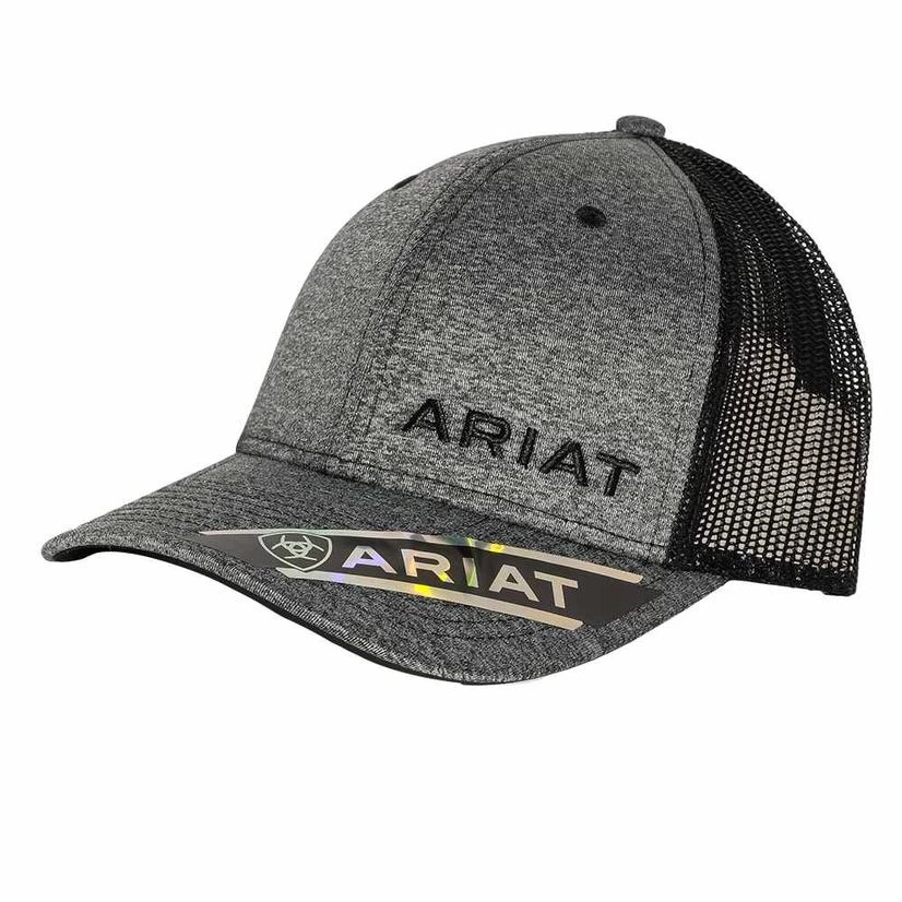 Ariat Men's Heather Grey With Black Logo Ball Cap