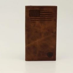 Ariat Men's USA Flag Shield Logo Rodeo Wallet