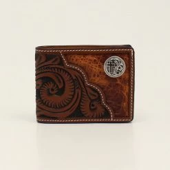 3D Men's Floral Tooled Concho Bifold Wallet