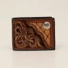 3D Men's Floral Diamond Tooled Bifold Wallet