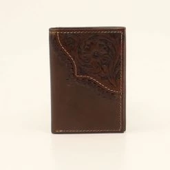 Nocona Men's Floral Tooled Trifold Wallet