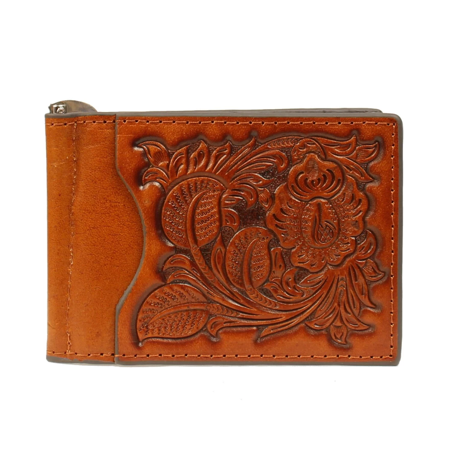 Nocona Men's Floral Embossed Design Bifold/Money Clip