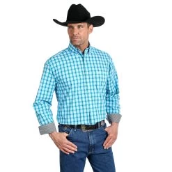 Wrangler Men's George Strait Plaid Long Sleeve Shirt