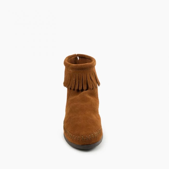Minnetonka Moccasin Back Zip Hardsole Boot - Brown - Image 3