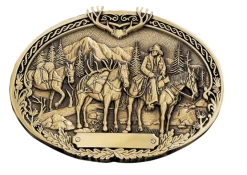 Montana Silversmiths Montana Silversmith Pack Horses & Rider Brass Heritage Attitude Belt Buckle