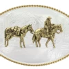 Montana Silversmiths Montana Silversmith Etched Mountains With Pack Horse & Rider Belt Buckle