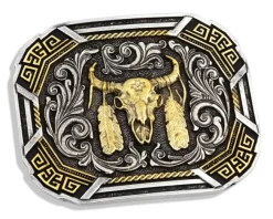 Montana Silversmiths Montana Silversmith Southwestern Flair Buffalo Skull Attitude Buckle