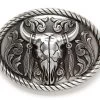 Nocona Oval Rope Edge Steer Skull Belt Buckle