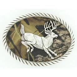 Nocona Oval Jumping Buck Camo Belt Buckle
