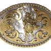 Nocona Oval Gold Bull Rider Belt Buckle