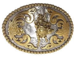 Nocona Oval Gold Bull Rider Belt Buckle