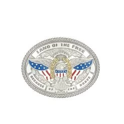 Nocona "Land Of The Free" Silver Oval Belt Buckle