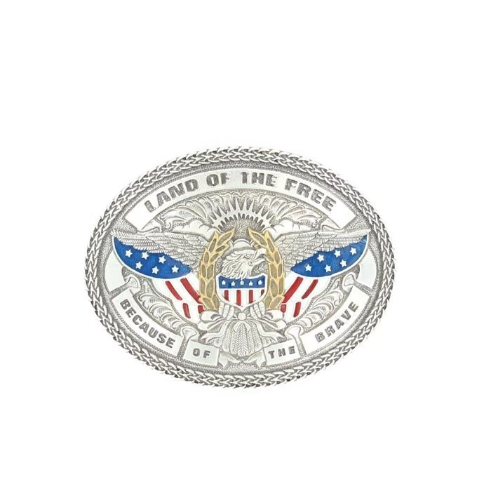 Nocona "Land Of The Free" Silver Oval Belt Buckle