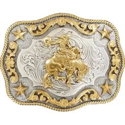 Nocona Men's Bronc Rope Edge Belt Buckle