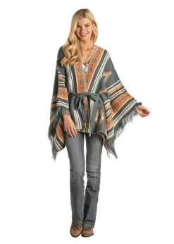 Panhandle Women's Poncho With Self Belt